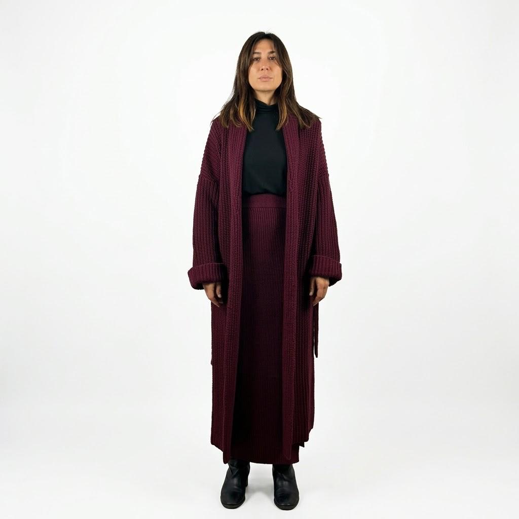 Cappotto e lounguette spacco bordeaux