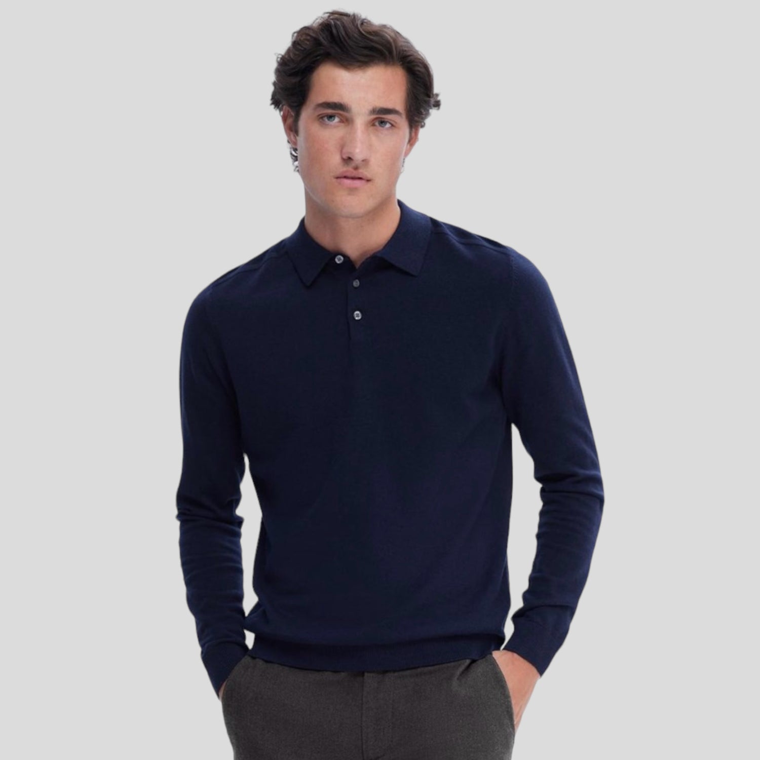 Polo tre bottoni dark blu