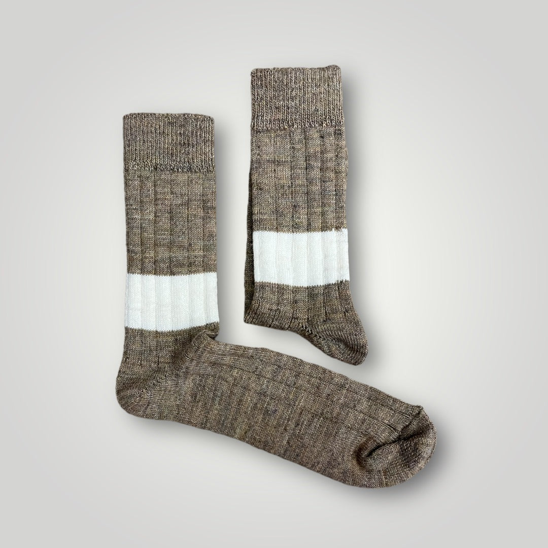 Calzino Ribbed Camel - Cream Stripe