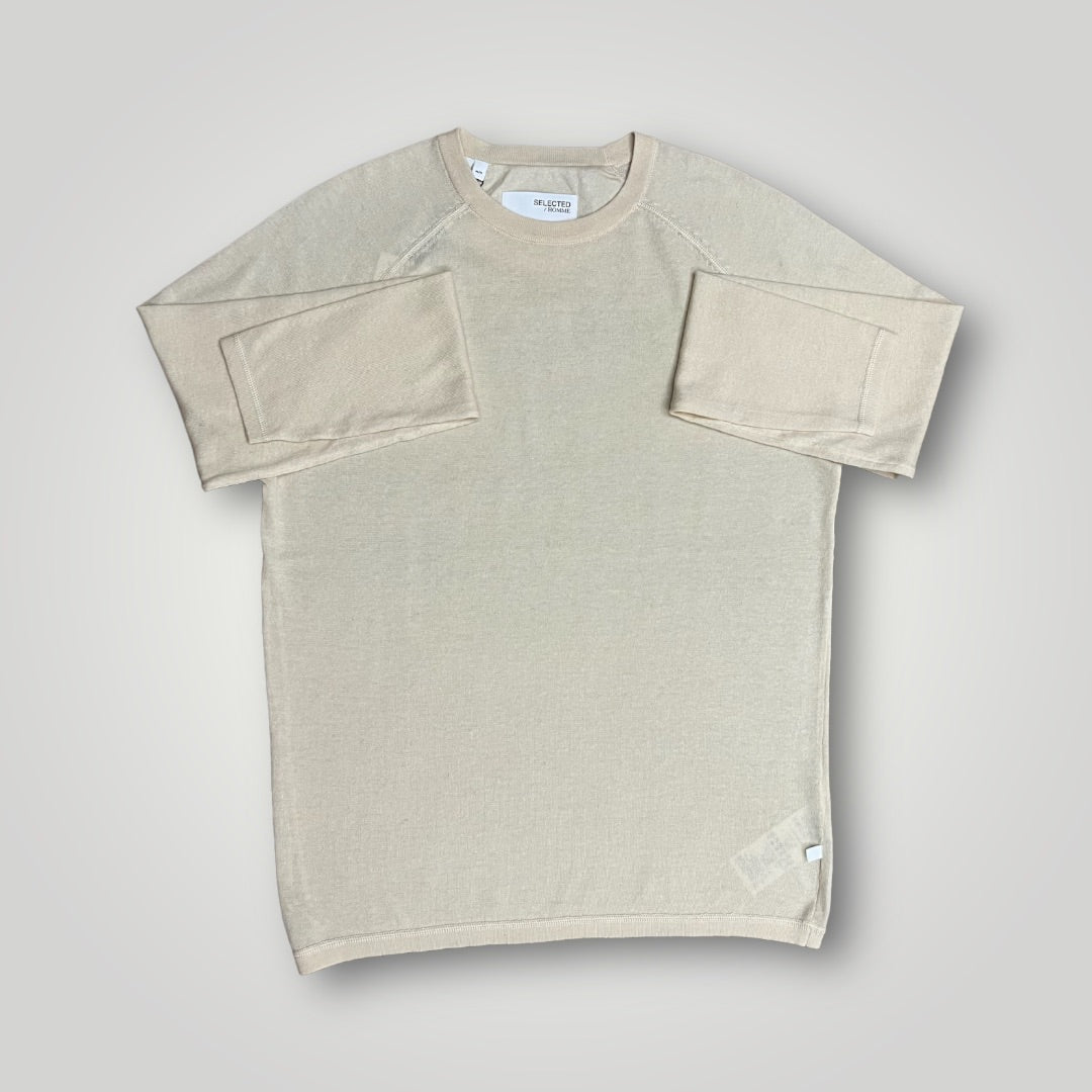 Maglia cotone e lino beige