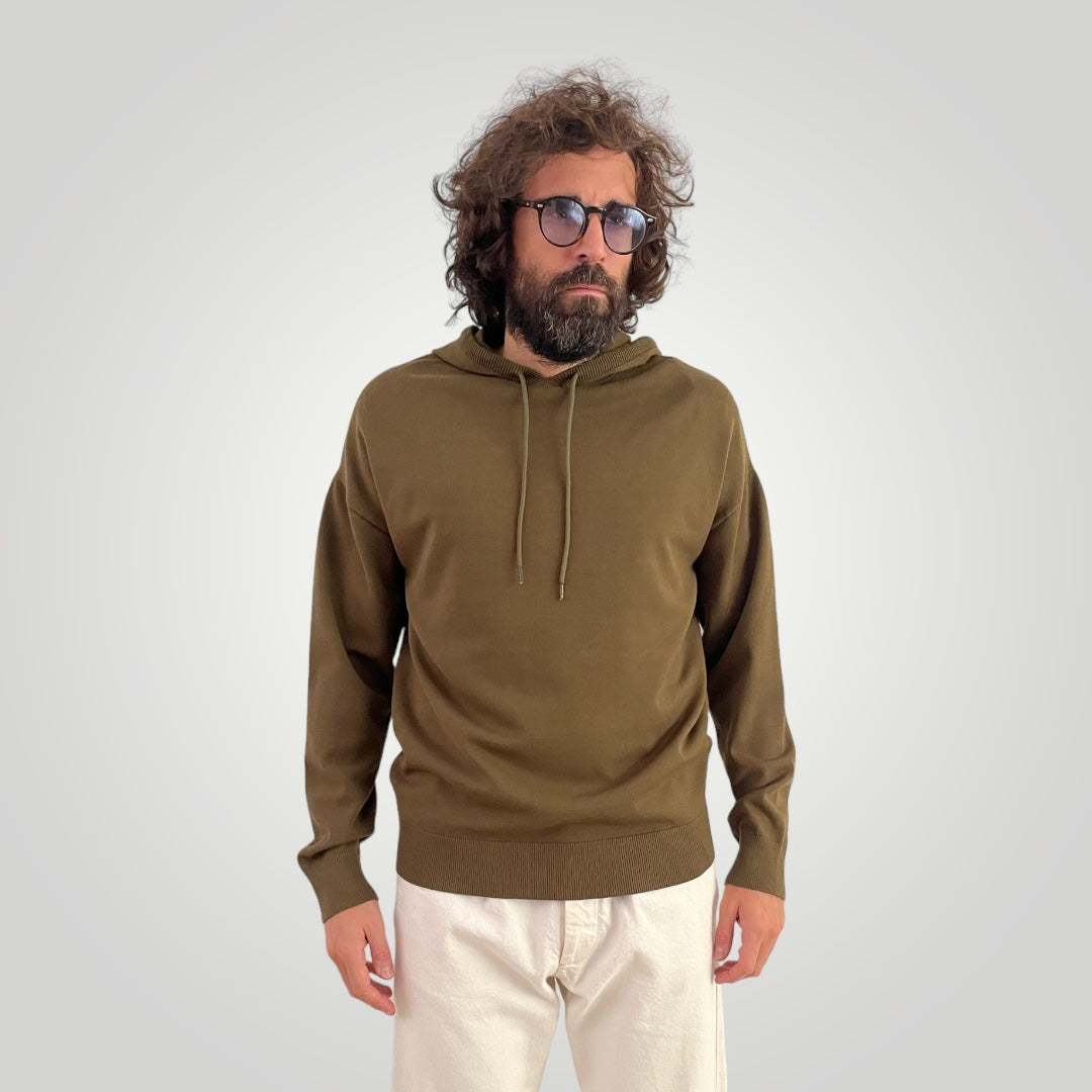 Maglione cappuccio olive